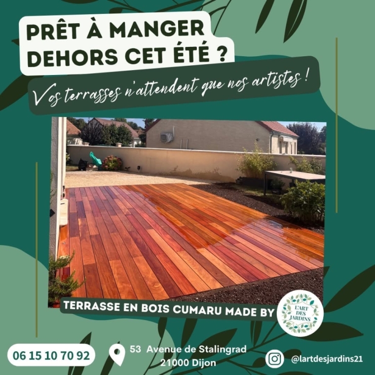 Création d'une terrasse en bois Cumaru à BEAUNE, Dijon, L'Art des Jardins